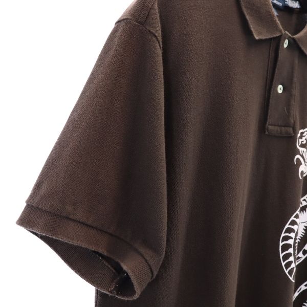 Polo by Ralph Lauren ポロバイラルフローレン 蛇プリント 半袖 ポロシャツ LL ブラウン メンズ