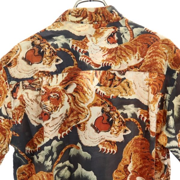 MAKANALEI マカナレイ 虎柄 半袖 アロハシャツ XS ブラウン系 メンズ