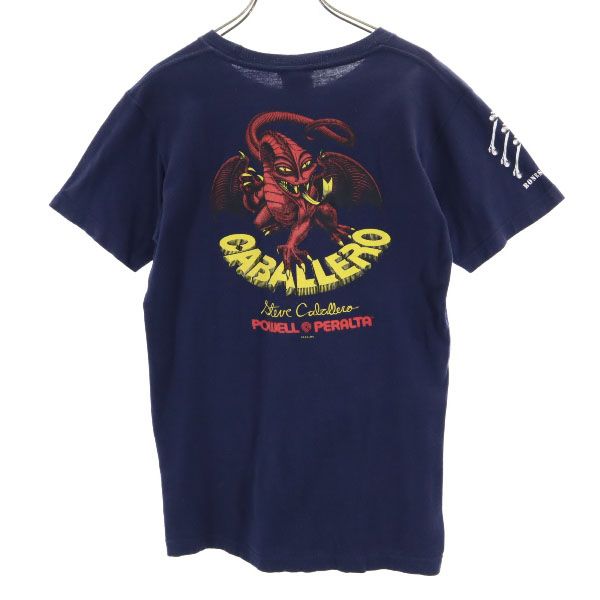 パウエルペラルタ バックプリント 半袖 クルーネック Tシャツ S 紺 POWELL PERALTA スケートボード メンズ