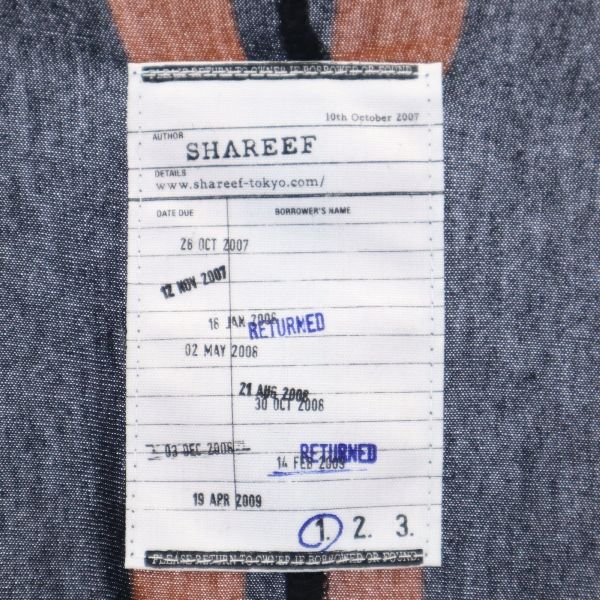 SHAREEF シャリーフ 日本製 ストライプ 半袖 Tシャツ 1 黒×茶 メンズ