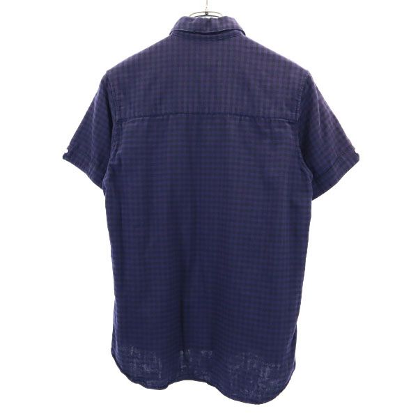 ダブルタップス 日本製 201-205 PTWTSB VUA ギンガムチェック 半袖 ボタンダウンシャツ S パープル系 WTAPS メンズ