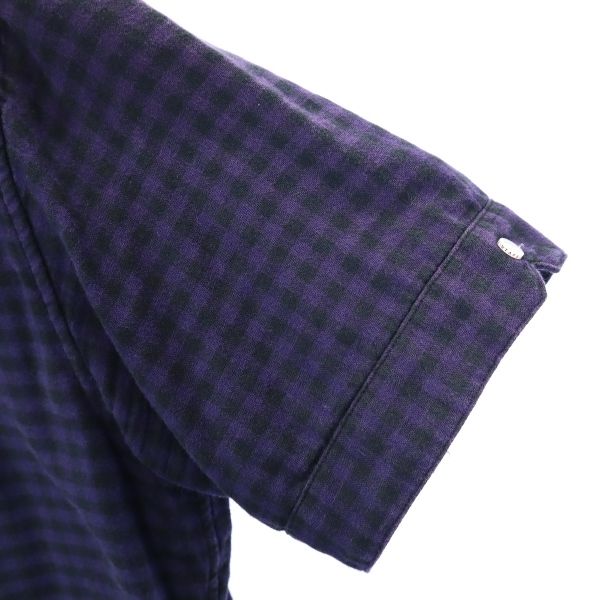 ダブルタップス 日本製 201-205 PTWTSB VUA ギンガムチェック 半袖 ボタンダウンシャツ S パープル系 WTAPS メンズ