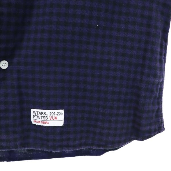 ダブルタップス 日本製 201-205 PTWTSB VUA ギンガムチェック 半袖 ボタンダウンシャツ S パープル系 WTAPS メンズ