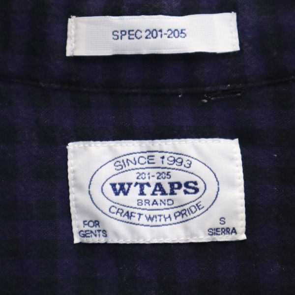 ダブルタップス 日本製 201-205 PTWTSB VUA ギンガムチェック 半袖 ボタンダウンシャツ S パープル系 WTAPS メンズ