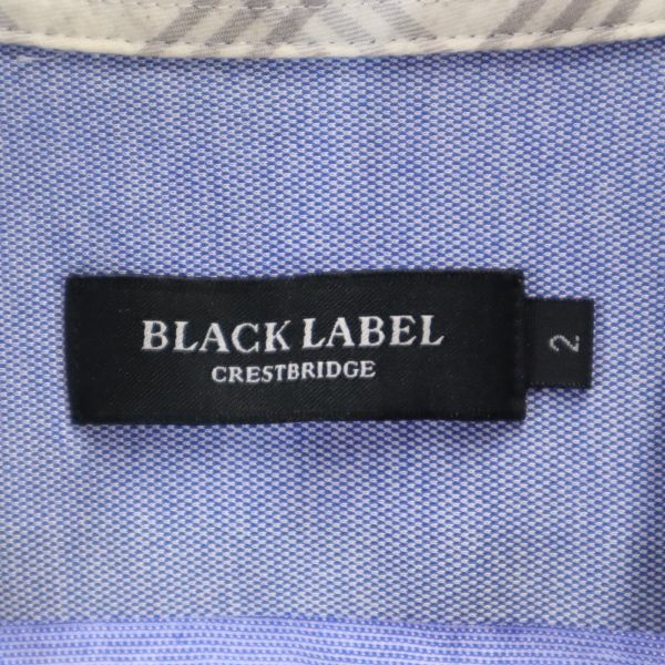 ブラックレーベルクレストブリッジ 三陽商会 半袖 ボタンダウンシャツ 2 青 BLACK LABEL CRESTBRIDGE メンズ