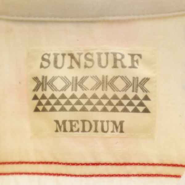 SUN SURF サンサーフ 東洋エンタープライズ ロゴ 汽車 プリント 半袖 ワークシャツ M 生成り メンズ