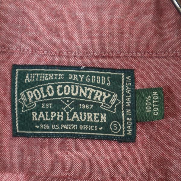 ポロカントリーラルフローレン 90s 半袖 シャンブレー ボタンダウンシャツ S 赤 POLO COUNTRY RALPH LAUREN メンズ