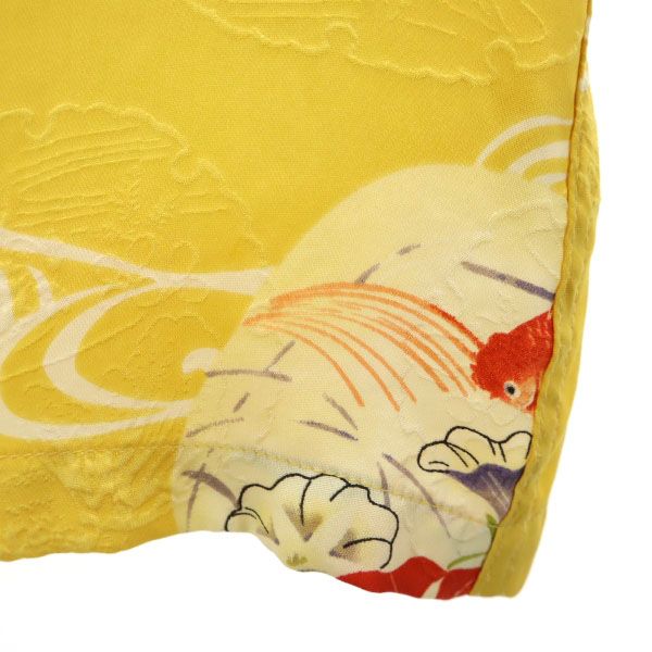 MAKANALEI マカナレイ 金魚 総柄 半袖 アロハシャツ S イエロー系 開襟 メンズ