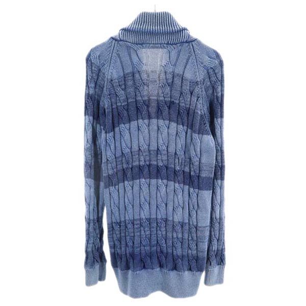 1PIU1UGUALE3 ウノピゥウノウグァーレトレ ケーブル編 長袖 ショールカラー ニットカーディガン M ダスティブルー ダスティブルー メンズ