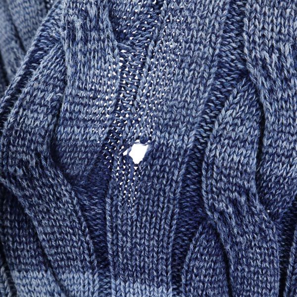 1PIU1UGUALE3 ウノピゥウノウグァーレトレ ケーブル編 長袖 ショールカラー ニットカーディガン M ダスティブルー ダスティブルー メンズ