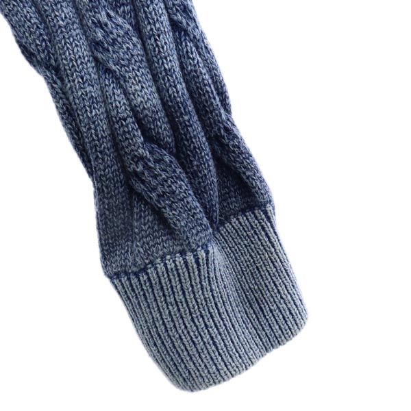 1PIU1UGUALE3 ウノピゥウノウグァーレトレ ケーブル編 長袖 ショールカラー ニットカーディガン M ダスティブルー ダスティブルー メンズ