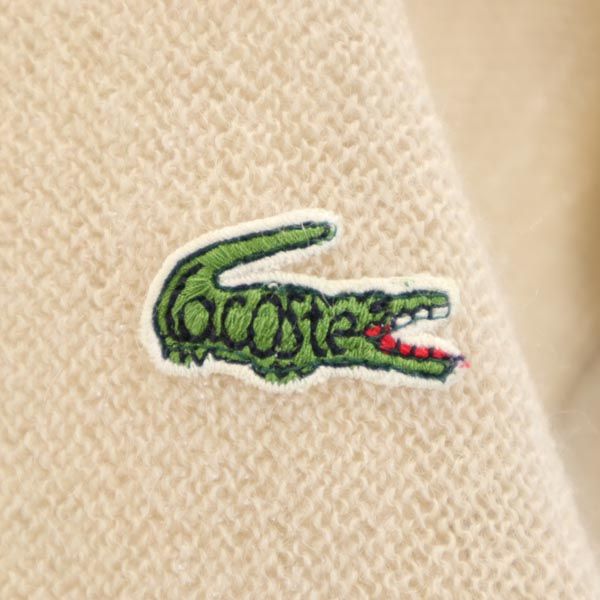 LACOSTE ラコステ ウール ロゴ刺繍 長袖 Vネック セーター 4 ベージュ系 ニット メンズ