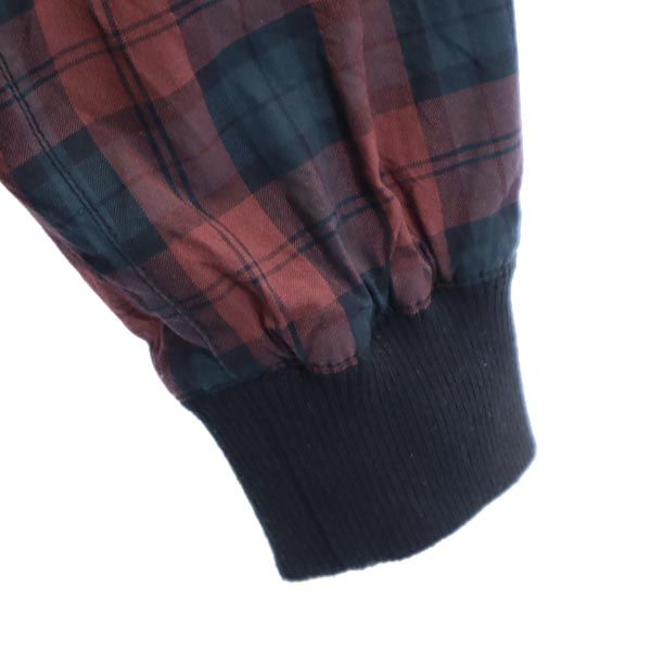 FRED PERRY フレッドペリー チェック フーデッド ジャケット M レッド系 ロゴ刺_ メンズ