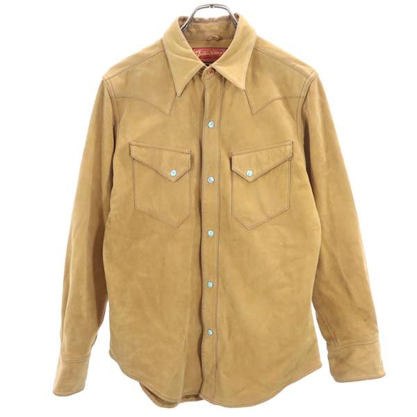 インディアンモーターサイクル ステアハイド 長袖 ウエスタンシャツ 38 茶系 Indian Motorcycle シュガーケーン メンズ