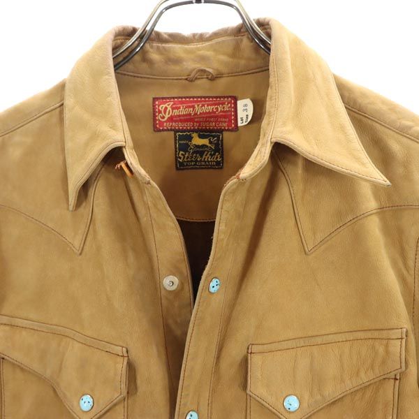 インディアンモーターサイクル ステアハイド 長袖 ウエスタンシャツ 38 茶系 Indian Motorcycle シュガーケーン メンズ