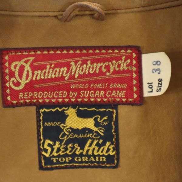 インディアンモーターサイクル ステアハイド 長袖 ウエスタンシャツ 38 茶系 Indian Motorcycle シュガーケーン メンズ