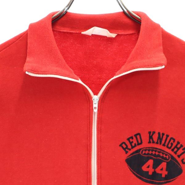 Champion チャンピオン 80s USA製 ヴィンテージ プリント 長袖 ジップジャケット L 赤 トレーナー 裏起毛 メンズ