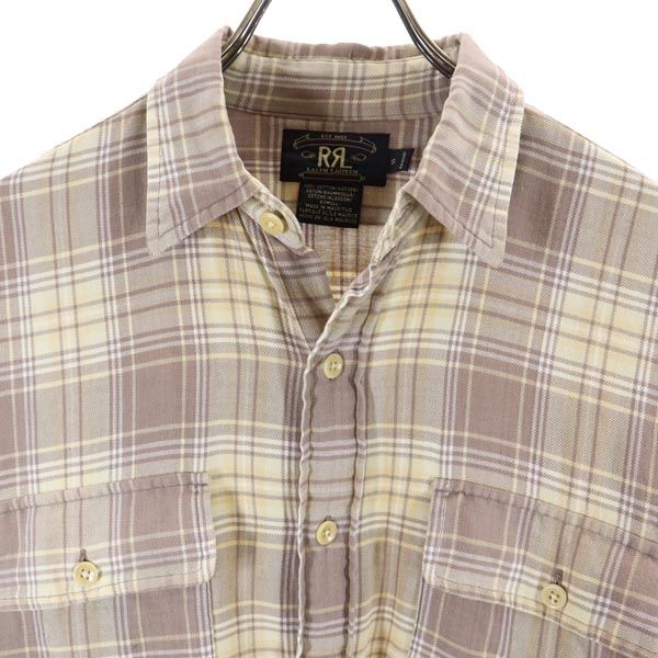 RRL 90s 初期タグ 赤3星 チェック柄 長袖 シャツ S 茶系 ダブルアールエル メンズ