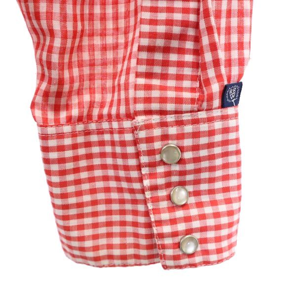 RockMount ロックマウント 70s USA製 ヴィンテージ ギンガムチェック柄 長袖 ウエスタンシャツ 赤系 メンズ