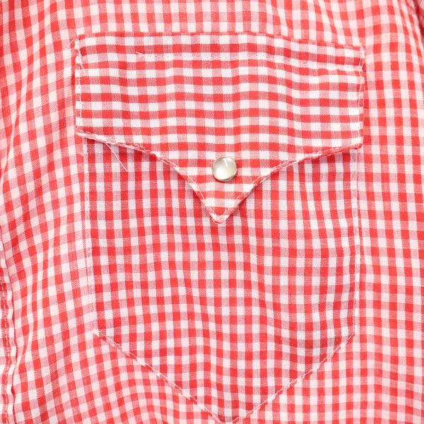 RockMount ロックマウント 70s USA製 ヴィンテージ ギンガムチェック柄 長袖 ウエスタンシャツ 赤系 メンズ