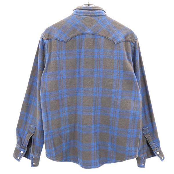 ササフラス チェック柄 長袖 ウエスタンシャツ L ブルー×ブラウン SASAFRAS メンズ