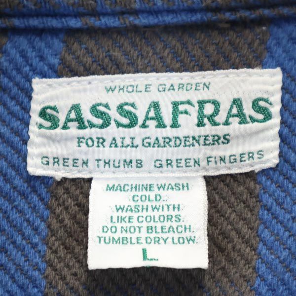 ササフラス チェック柄 長袖 ウエスタンシャツ L ブルー×ブラウン SASAFRAS メンズ