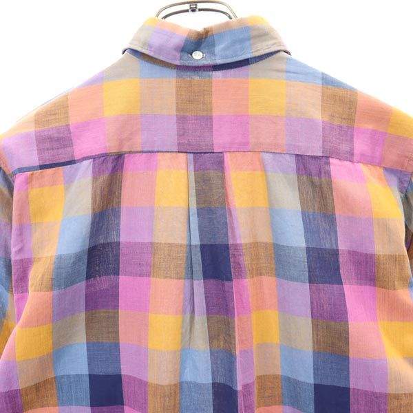 Career Club 70s ヴィンテージ チェック柄 長袖 ハーフボタン ボタンダウンシャツ S メンズ