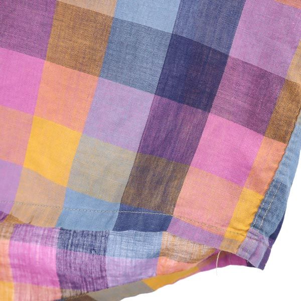 Career Club 70s ヴィンテージ チェック柄 長袖 ハーフボタン ボタンダウンシャツ S メンズ