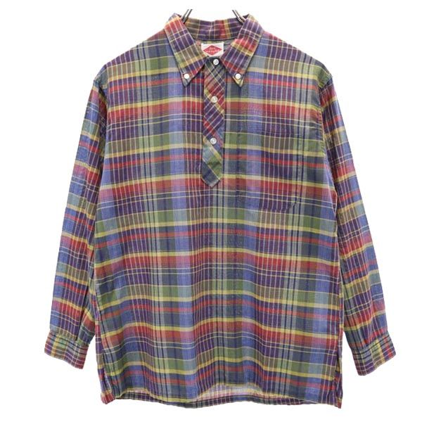 me and my gal 70s ヴィンテージ チェック柄 長袖 ハーフボタン ボタンダウンシャツ M メンズ
