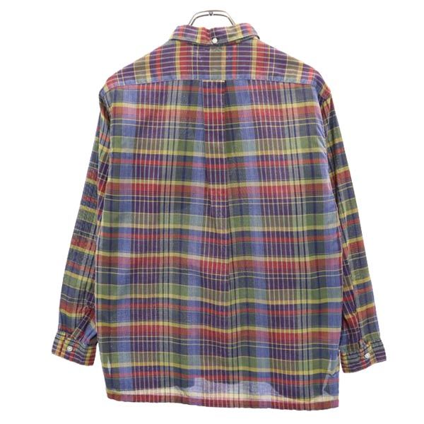 me and my gal 70s ヴィンテージ チェック柄 長袖 ハーフボタン ボタンダウンシャツ M メンズ