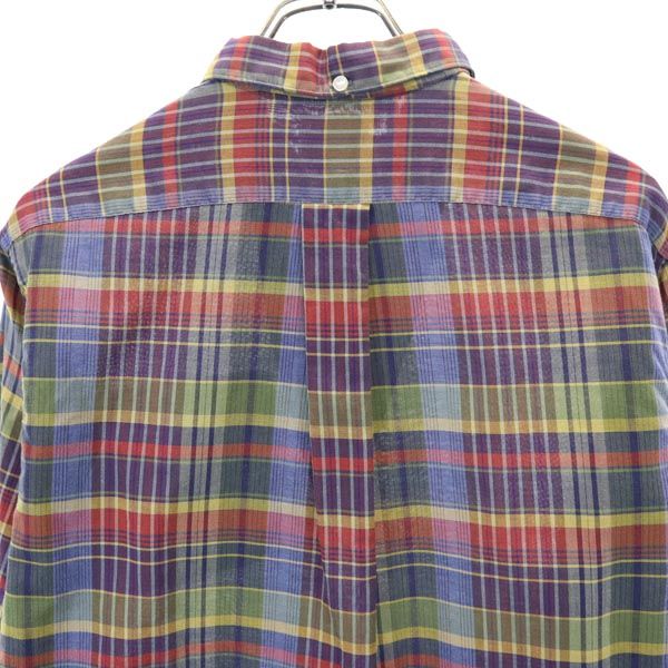 me and my gal 70s ヴィンテージ チェック柄 長袖 ハーフボタン ボタンダウンシャツ M メンズ