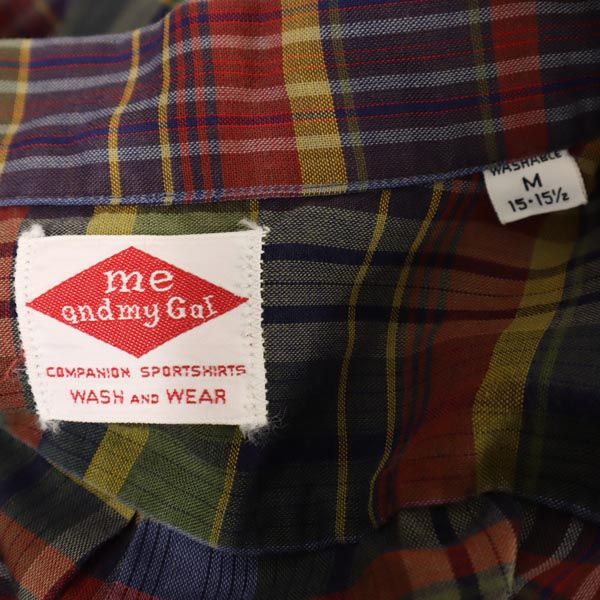 me and my gal 70s ヴィンテージ チェック柄 長袖 ハーフボタン ボタンダウンシャツ M メンズ