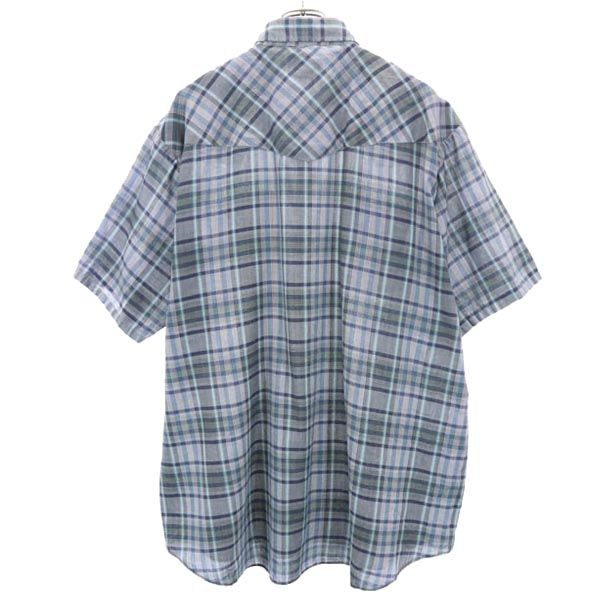 エリー 70s 80s ヴィンテージ チェック 半袖 ウエスタンシャツ 2XBIG グレー系 ELY メンズ