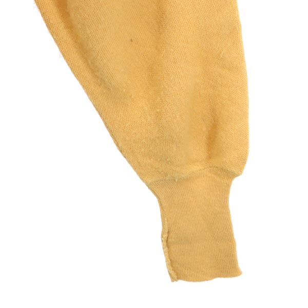 IZOD アイゾッド 60s USA製 ヴィンテージ ワンポイントロゴ刺繍 長袖 ニット カーディガン L イエロー系 メンズ