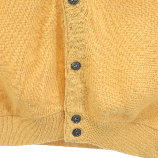 IZOD アイゾッド 60s USA製 ヴィンテージ ワンポイントロゴ刺繍 長袖 ニット カーディガン L イエロー系 メンズ