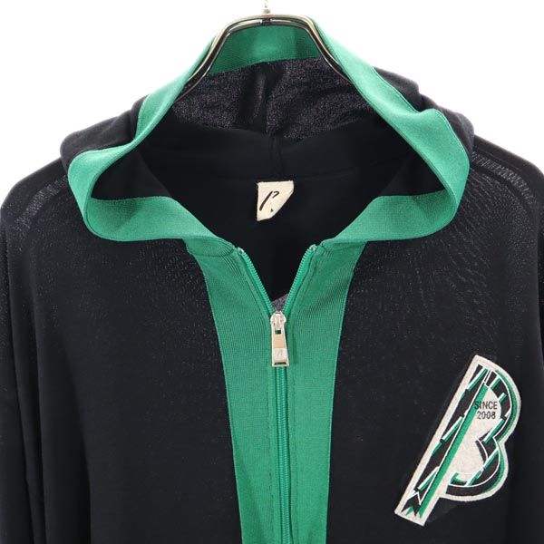 β ベータメン 長袖 ニット ジップパーカー M ブラック×グリーン メンズ