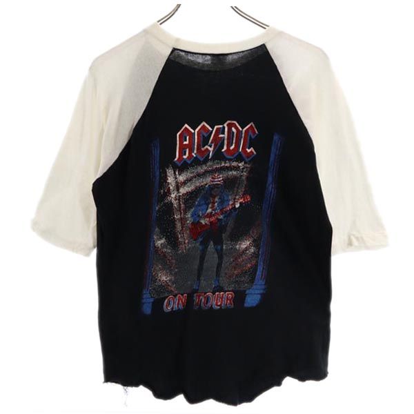 70s オールド ヴィンテージ 両面ペインティング プリント 半袖 パキ綿 Tシャツ M 黒×白 メンズ