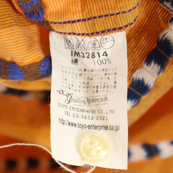 Indian インディアン 東洋エンタープライス ボーダー柄 半袖 ウエスタンシャツ M オレンジ系 メンズ