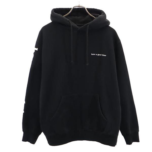 ハブアグットタイム 長袖 スウェットパーカー M ブラック系 裏起毛 メンズ