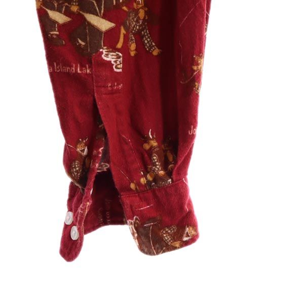 CAPTAIN SANTA キャプテンサンタ 日本製 総柄 長袖 ボタンダウン ネルシャツ M えんじ SPORTS メンズ