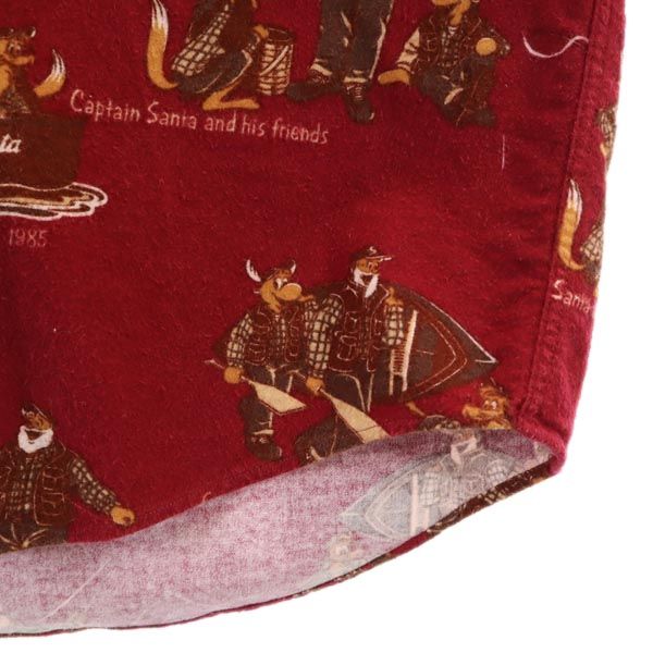 CAPTAIN SANTA キャプテンサンタ 日本製 総柄 長袖 ボタンダウン ネルシャツ M えんじ SPORTS メンズ