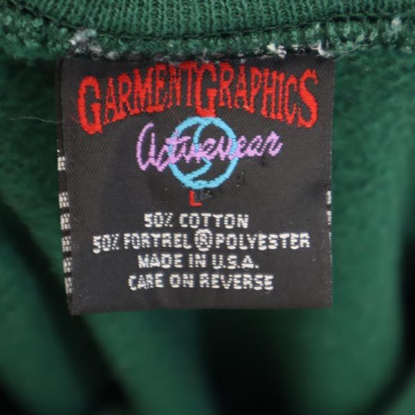GARMENT GRAPHICS ガーメントグラフィックス 90s USA製 長袖 スウェット トレーナー L グリーン系 裏起毛 メンズ