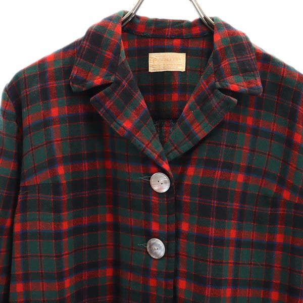 ペンドルトン 40s ウール チェック ジャケット グリーン系 PENDLETON レディース