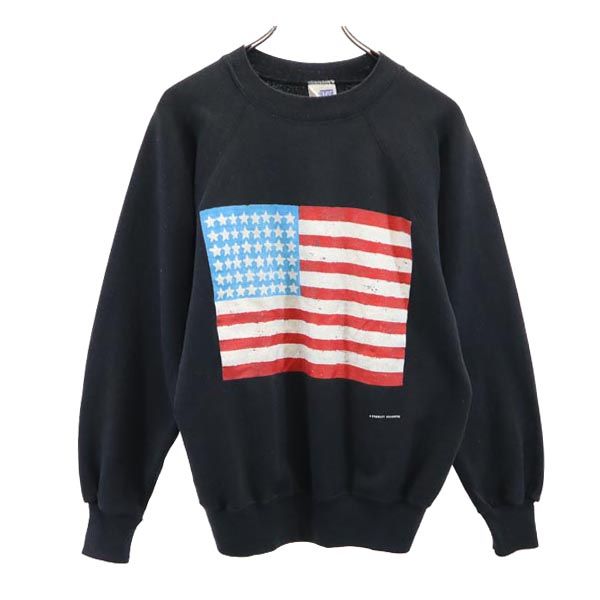 ULTRASWEATS USA製 長袖 スウェット トレーナー M 黒系 裏起毛 メンズ