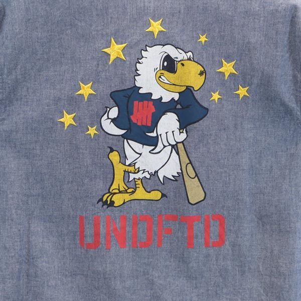 アンディフィーティド バックプリント 長袖 ボタンダウンシャツ M ブルー系 メンズ