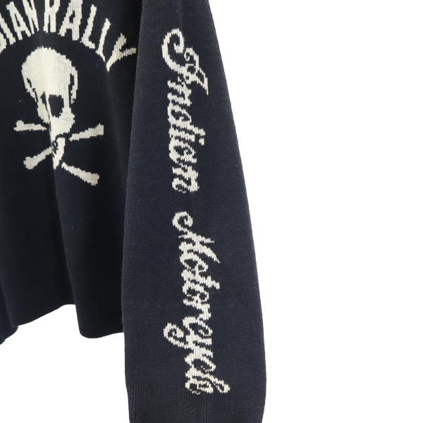 INDIAN MOTORCYCLE インディアンモトサイクル ウールブレンド 長袖 ニット 38 ブラック系 セーター メンズ