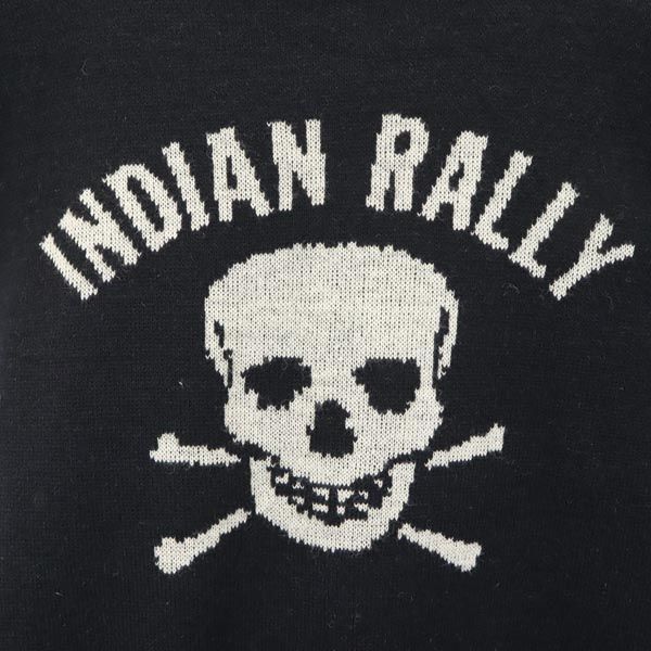 INDIAN MOTORCYCLE インディアンモトサイクル ウールブレンド 長袖 ニット 38 ブラック系 セーター メンズ