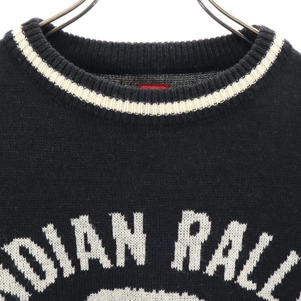 INDIAN MOTORCYCLE インディアンモトサイクル ウールブレンド 長袖 ニット 38 ブラック系 セーター メンズ