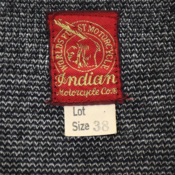 INDIAN MOTORCYCLE インディアンモトサイクル ウールブレンド 長袖 ニット 38 ブラック系 セーター メンズ