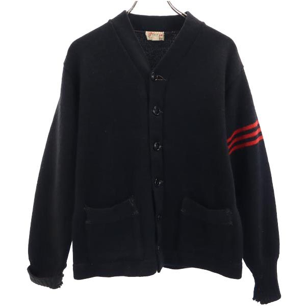 SANDKNIT サンドニット 40s 50s レタード 長袖 ニット カーディガン 42 ブラック系 メンズ